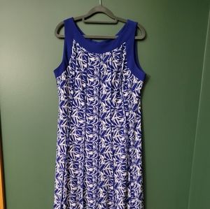 Sold! Perceptions New York Blue and White Floral Sleeveless A-line Midi Dress